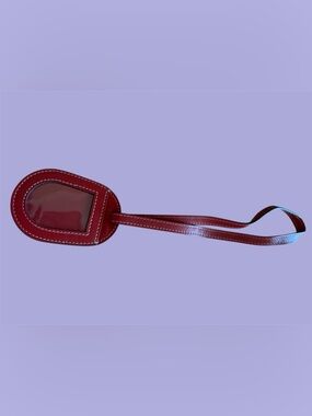 Gucci Red Leather ID Luggage Tag with White Stitching